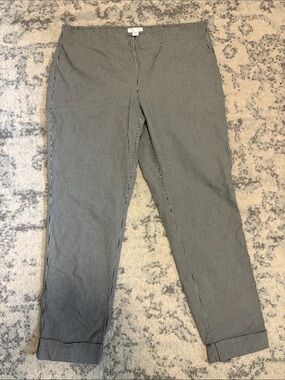 J. Jill Black and White Premium Bi-Stretch Gingham Print Cuffed Ankle Pants